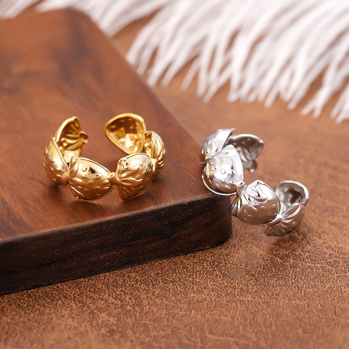 Vintage Style Geometric Open Rings For Unisex, Made Of 304 Stainless Steel With 18K Real Gold Plated Electroplating