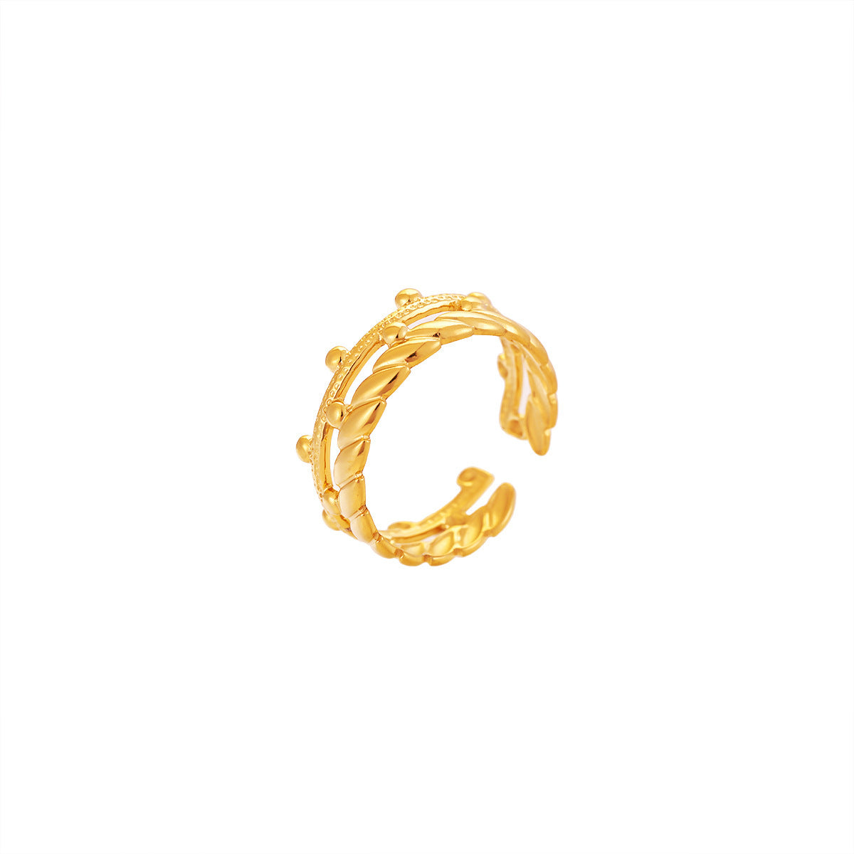 Vintage Style Geometric Open Rings For Unisex, Made Of 304 Stainless Steel With 18K Real Gold Plated Electroplating