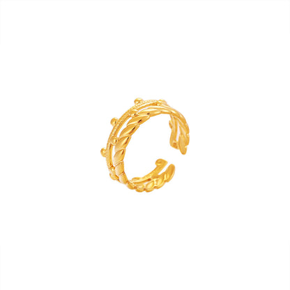Vintage Style Geometric Open Rings For Unisex, Made Of 304 Stainless Steel With 18K Real Gold Plated Electroplating