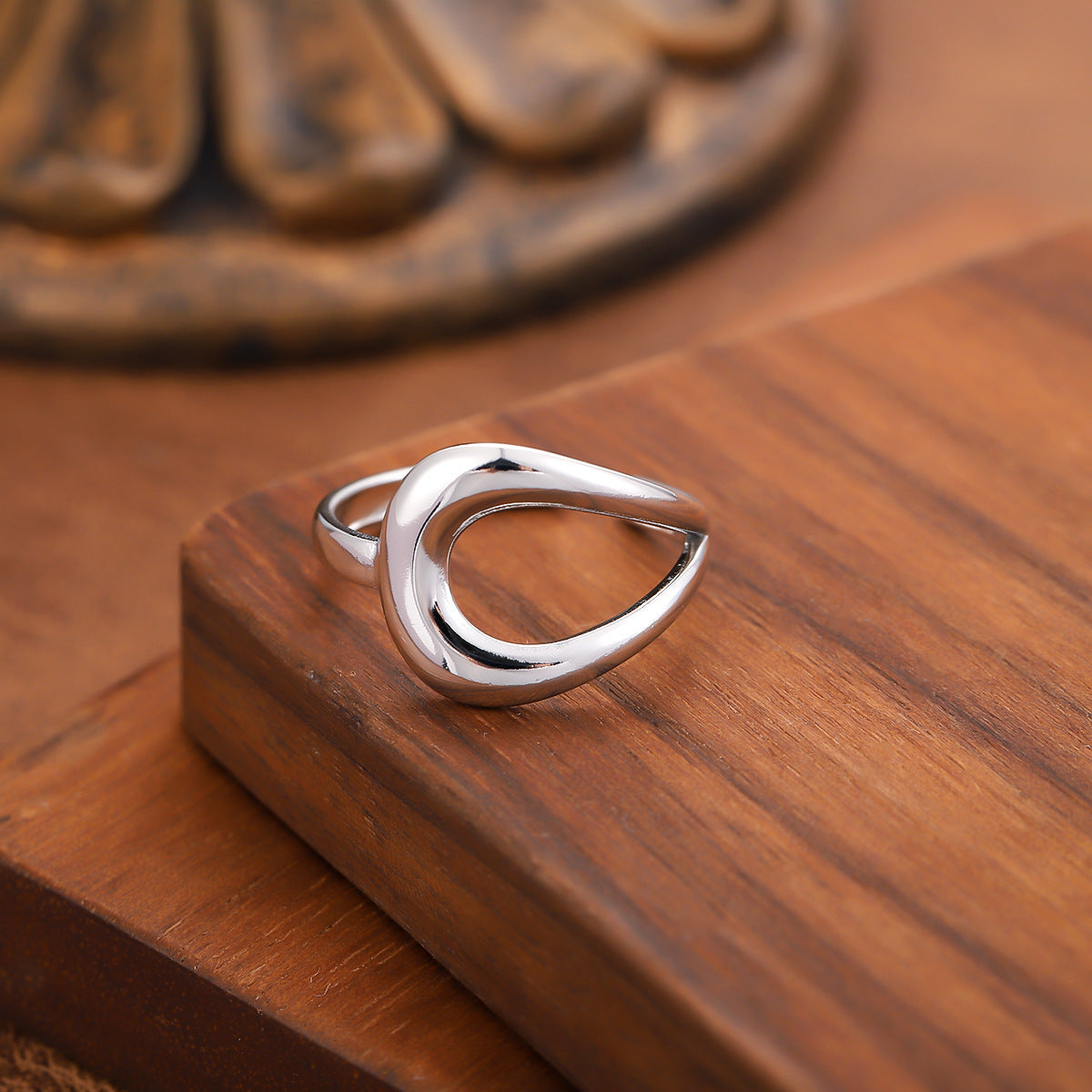 Vintage Style Geometric Open Rings For Unisex, Made Of 304 Stainless Steel With 18K Real Gold Plated Electroplating