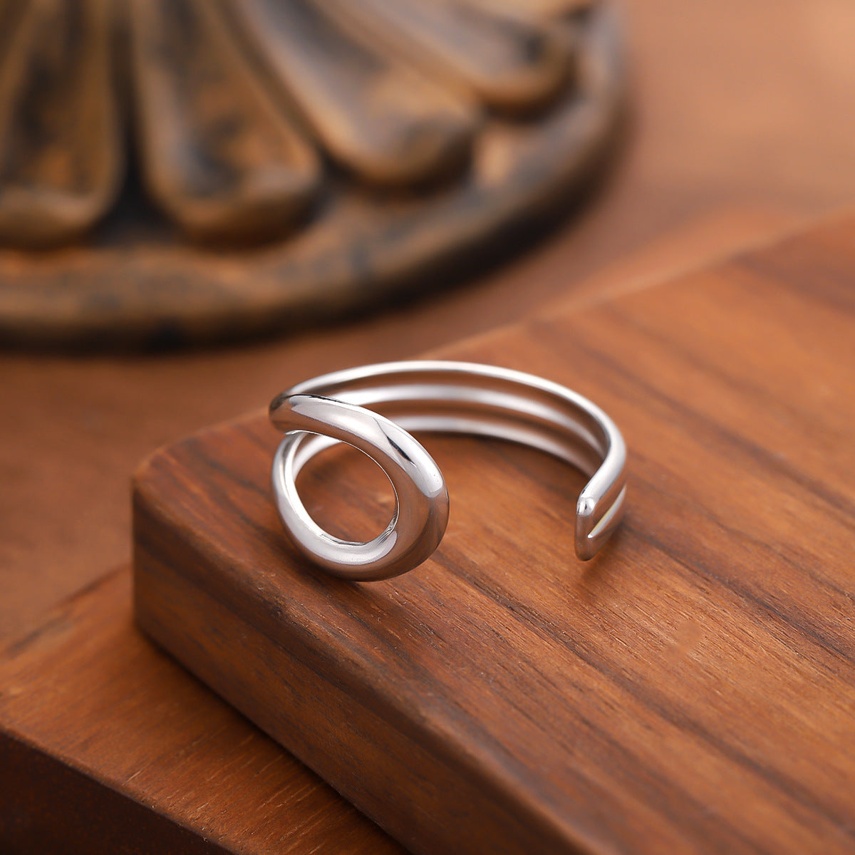 Vintage Style Geometric Open Rings For Unisex, Made Of 304 Stainless Steel With 18K Real Gold Plated Electroplating