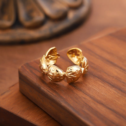 Vintage Style Geometric Open Rings For Unisex, Made Of 304 Stainless Steel With 18K Real Gold Plated Electroplating