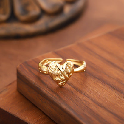 Vintage Style Geometric Open Rings For Unisex, Made Of 304 Stainless Steel With 18K Real Gold Plated Electroplating