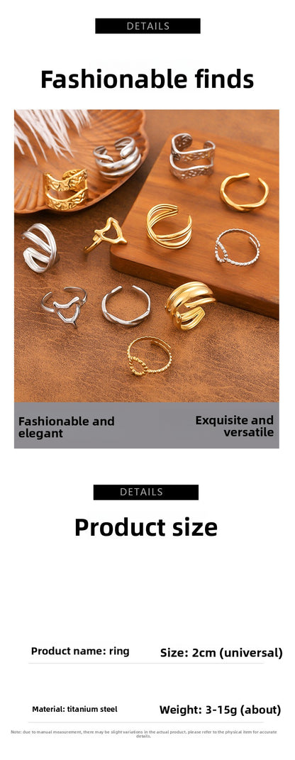 Irregular Open Ring For Women Made Of 304 Stainless Steel With 18K Real Gold Plating In Golden Color