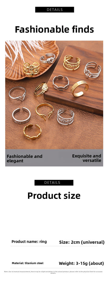 For Women Open Rings In 304 Stainless Steel With 18K Real Gold Plated PVD Coating