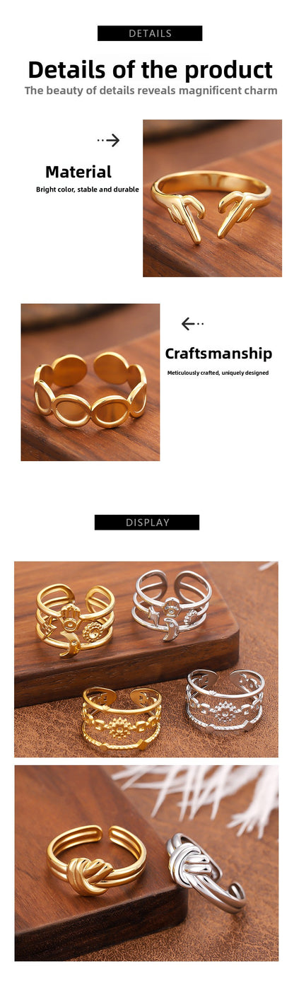 For Women Open Rings In 304 Stainless Steel With 18K Real Gold Plated PVD Coating