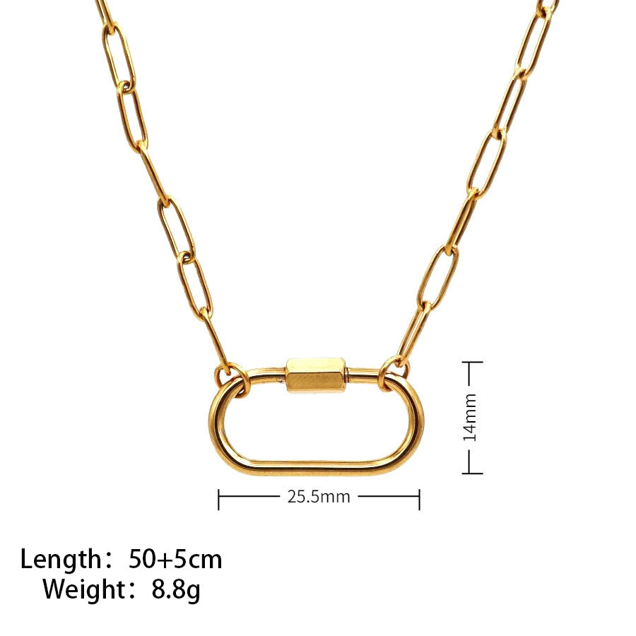 Quadrilateral Pendant Unisex Jewelry In 304 Stainless Steel With 18K Gold Plated PVD Coating And Artificial Crystal