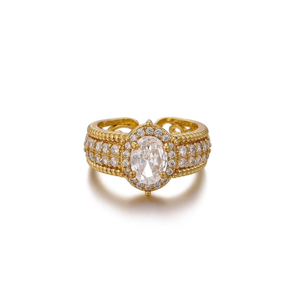 For Open Rings Made Of Copper Featuring Zircon Inlay, Stylish And Elegant Design