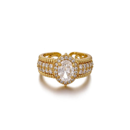 For Open Rings Made Of Copper Featuring Zircon Inlay, Stylish And Elegant Design