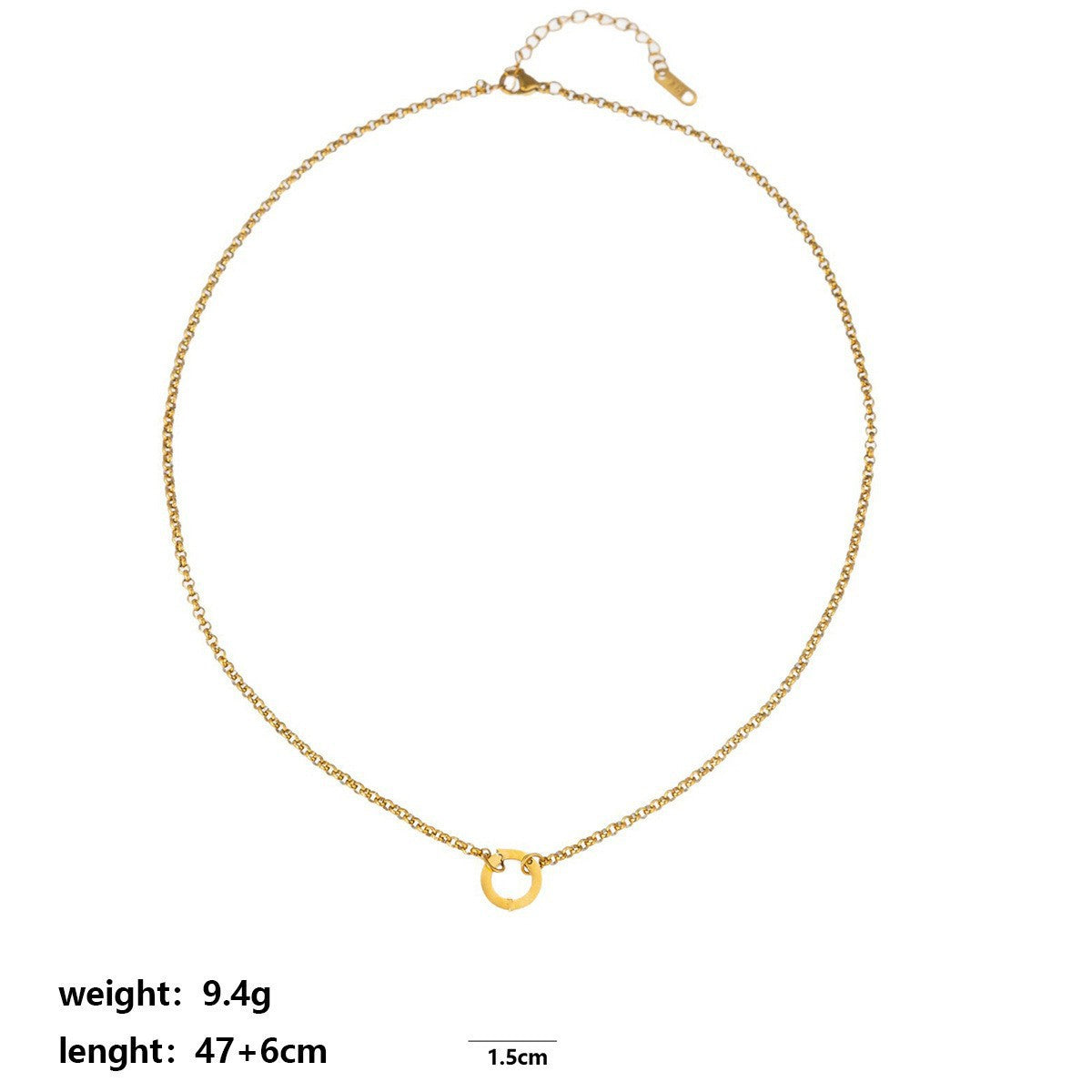 Quadrilateral Pendant Unisex Jewelry In 304 Stainless Steel With 18K Gold Plated PVD Coating And Artificial Crystal