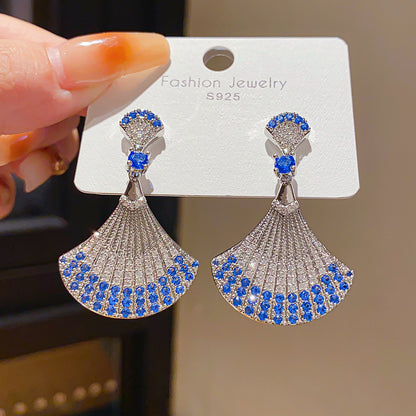 Retro Geometric Tassel Earrings For Women In Alloy With Zircon Inlay