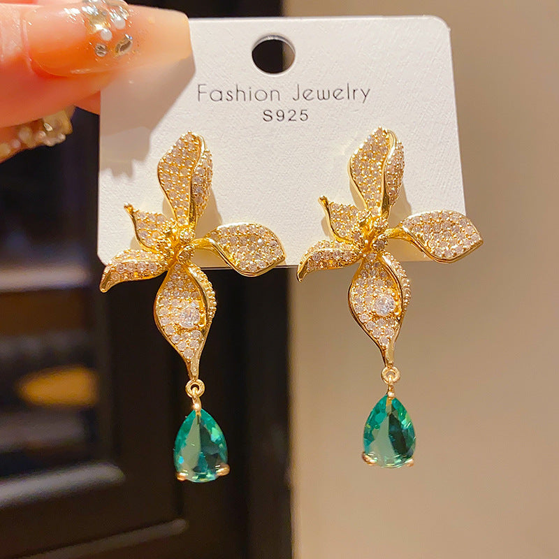 Retro Geometric Tassel Earrings For Women In Alloy With Zircon Inlay