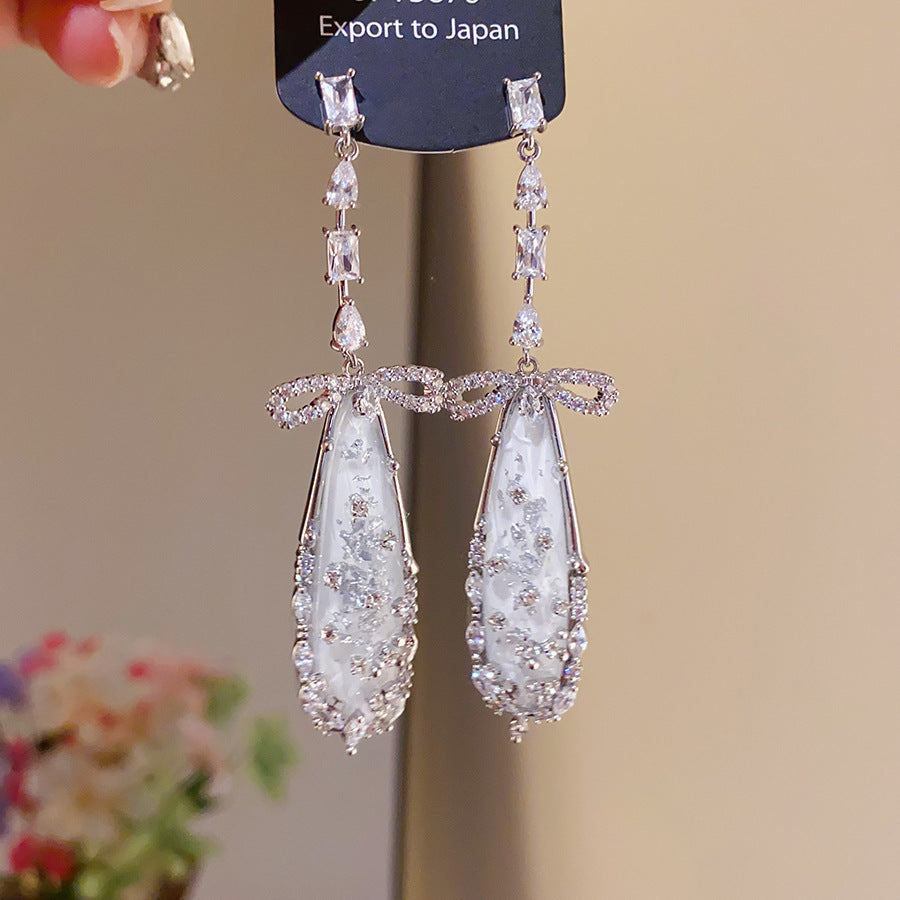Retro Round Stud Earrings For Women With Tassel Craft, Imitation Pearl Material, And Zircon Inlay