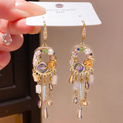 16#Diamond Zircon Geometric Pearl Tassel Ear Hooks