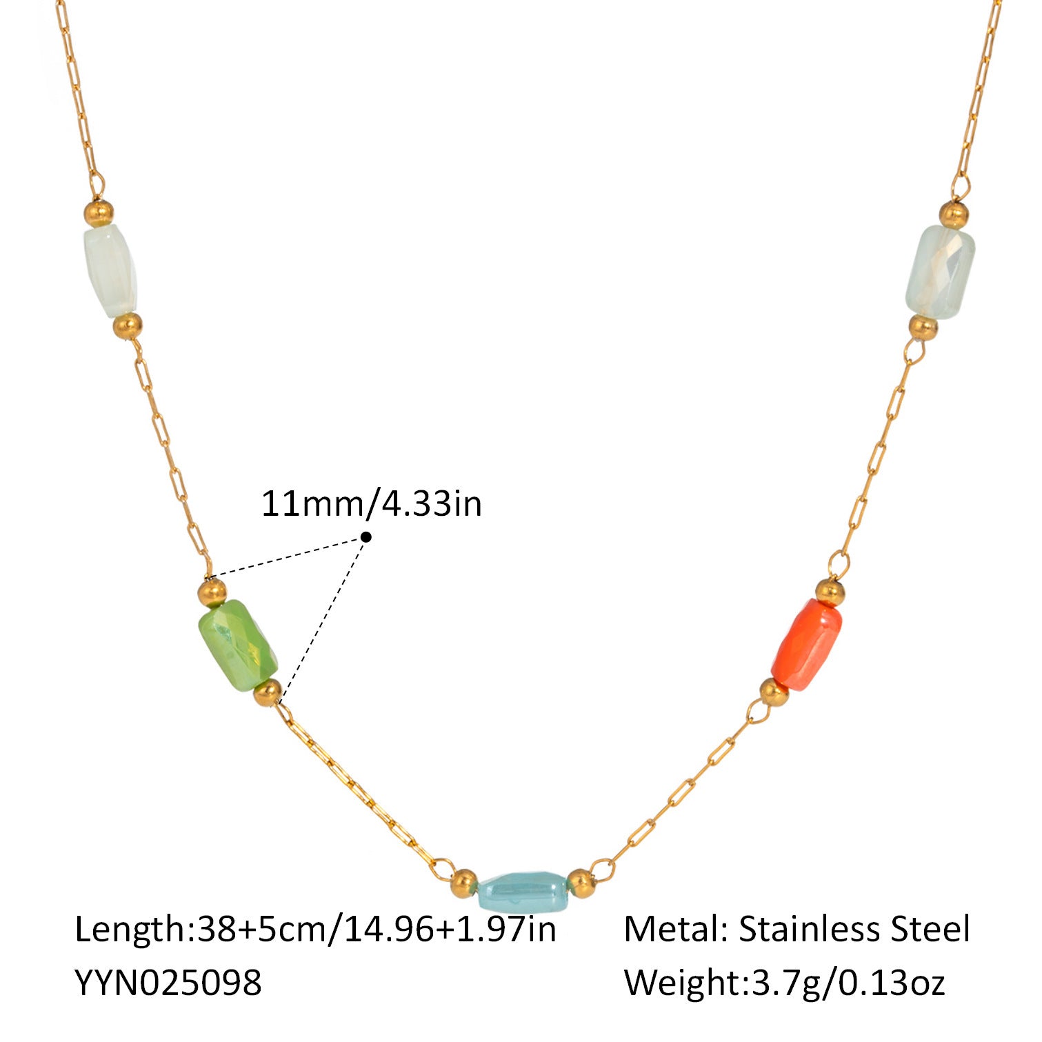 Geometric Necklace For Women Featuring 18K Real Gold Plated 304 Stainless Steel With PVD Coated Finish And Box Chain
