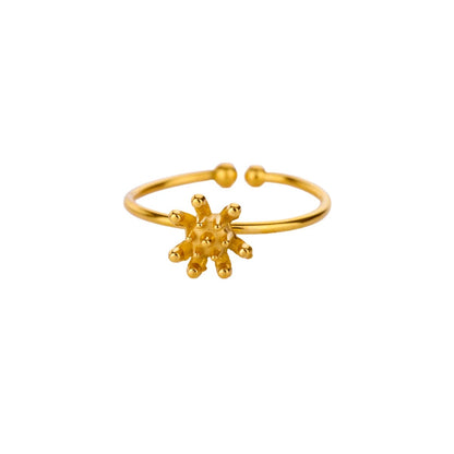 Adjustable Flowers Ring For Women In 304 Stainless Steel With PVD Coated Gold Plating Process
