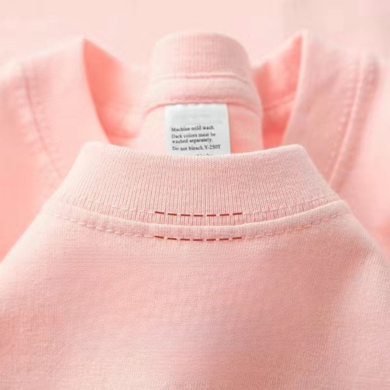 Heart Shape Simple Style Cotton Short Sleeve T-shirt Featuring Printing