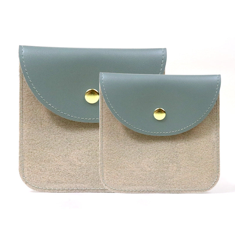 Transparent PU Leather Jewelry Storage Bag Suitable For Necklaces And Bracelets Packaging Dustproof Bag Solid Color Asymmetric Design
