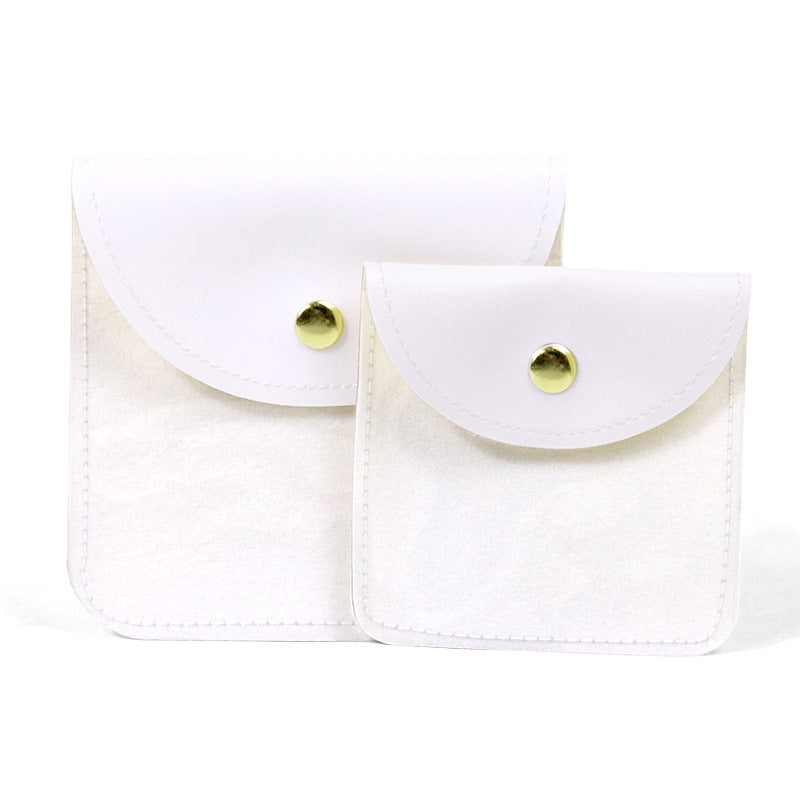 Transparent PU Leather Jewelry Storage Bag Suitable For Necklaces And Bracelets Packaging Dustproof Bag Solid Color Asymmetric Design