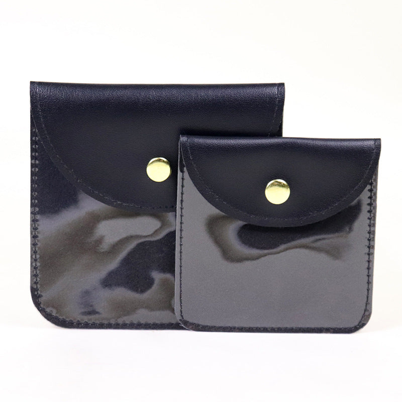 Transparent PU Leather Jewelry Storage Bag Suitable For Necklaces And Bracelets Packaging Dustproof Bag Solid Color Asymmetric Design