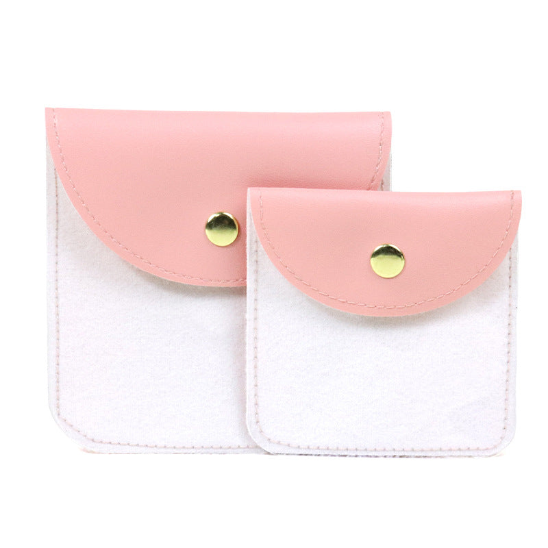 Transparent PU Leather Jewelry Storage Bag Suitable For Necklaces And Bracelets Packaging Dustproof Bag Solid Color Asymmetric Design