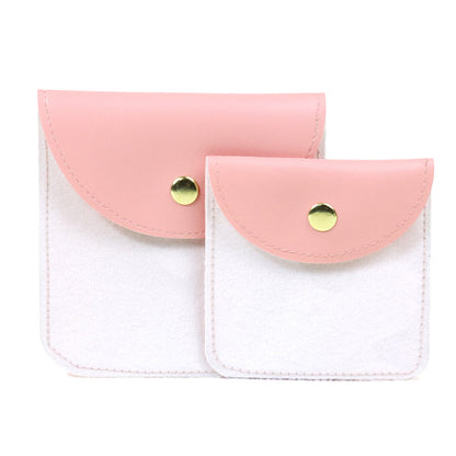 Transparent PU Leather Jewelry Storage Bag Suitable For Necklaces And Bracelets Packaging Dustproof Bag Solid Color Asymmetric Design