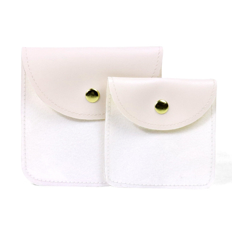 Transparent PU Leather Jewelry Storage Bag Suitable For Necklaces And Bracelets Packaging Dustproof Bag Solid Color Asymmetric Design