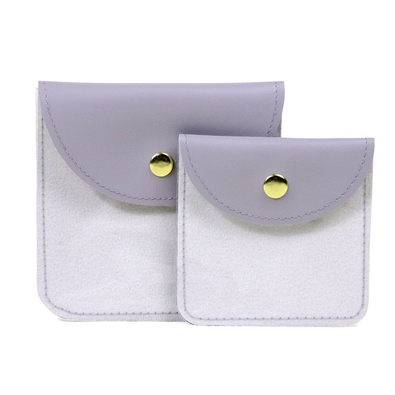 Transparent PU Leather Jewelry Storage Bag Suitable For Necklaces And Bracelets Packaging Dustproof Bag Solid Color Asymmetric Design