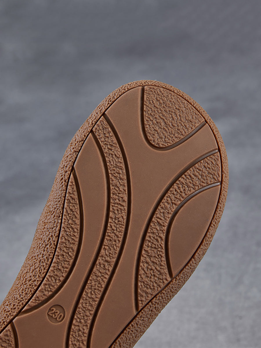 Women Summer Genuine Leather Colorblock Flat Shoes