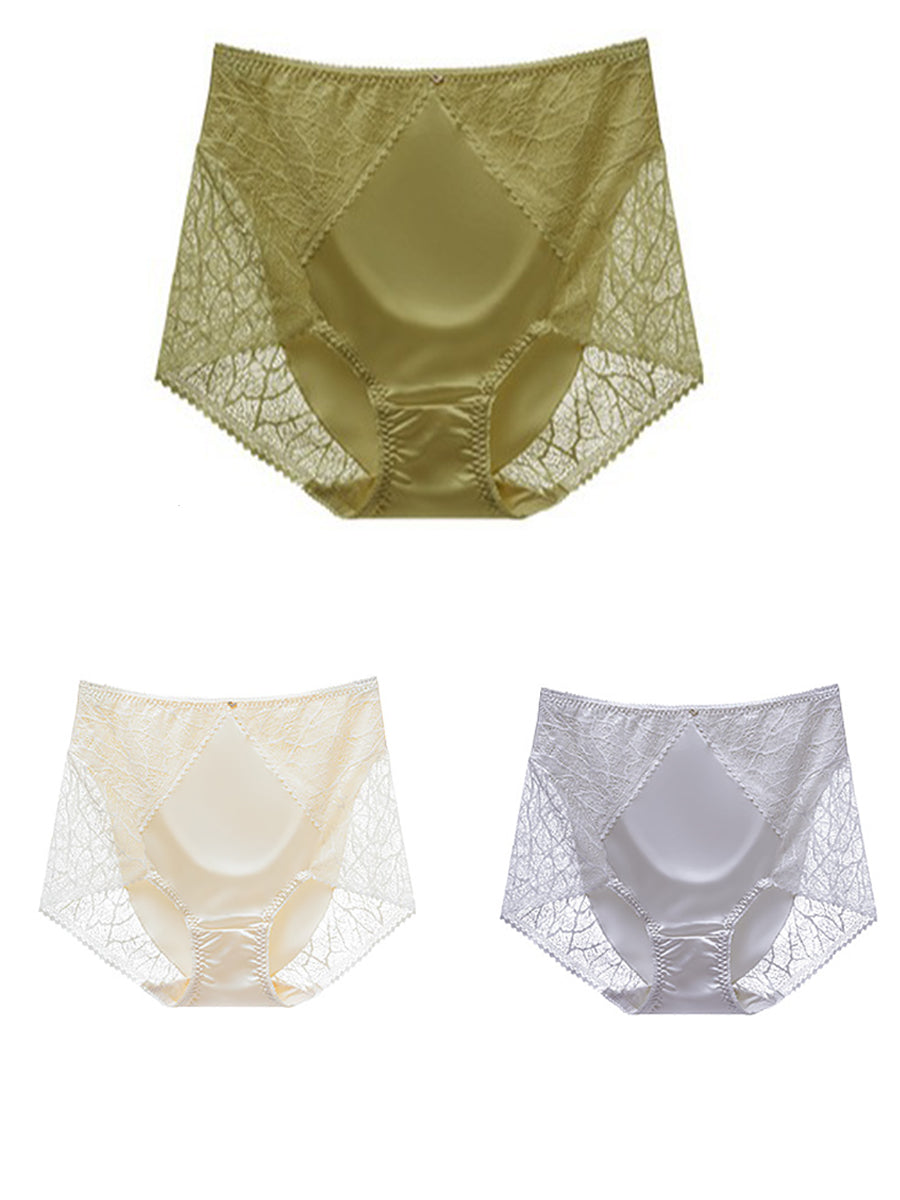 3 Pairs Women Artsy Lace Satin Underwear