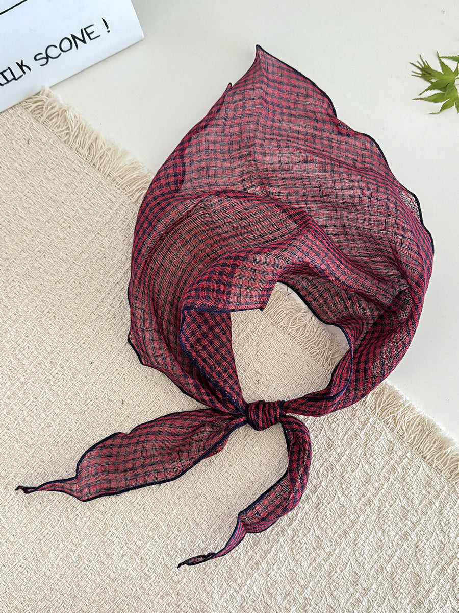 Women Summer Stripe Plaid Soft Triangle Scarf