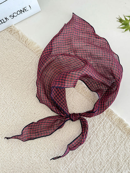 Women Summer Stripe Plaid Soft Triangle Scarf
