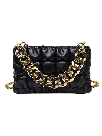 Chains Plaid Solid Color Crossbody Bags