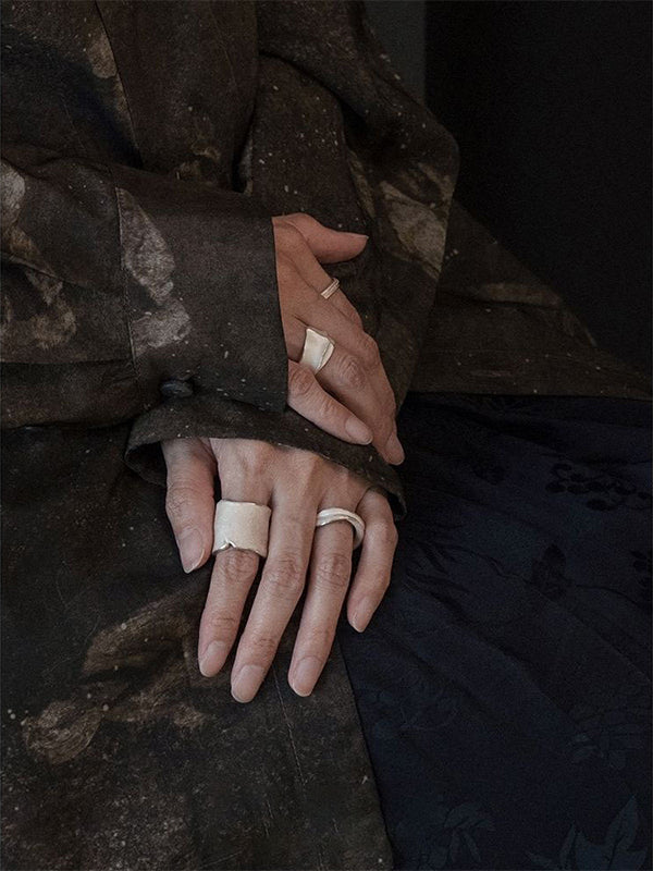 Solid Color Textured Creases Design Sense Rings Accessories