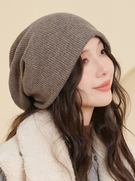 Women Autumn Warm Pure Color Knitted Hat