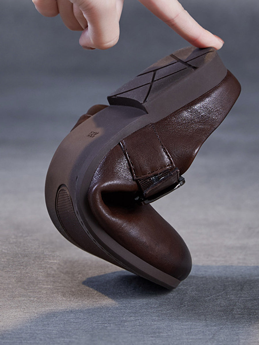 Women Summer Genuine Leather Pure Color Slippers