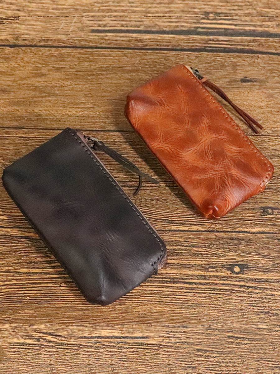 Women Retro Leather Zipper Multifunction Wallet