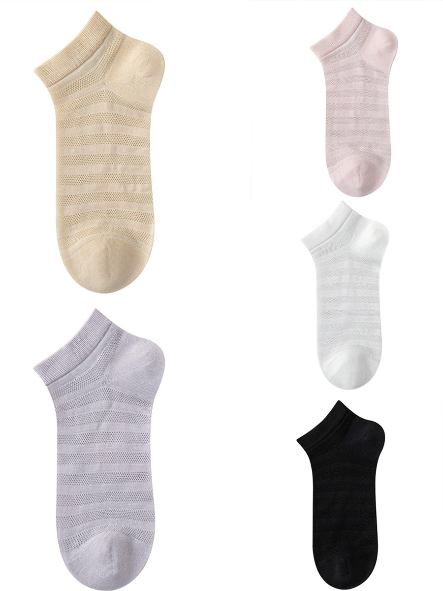 Women Casual Summer Stripe Thin Stripe Short Socks