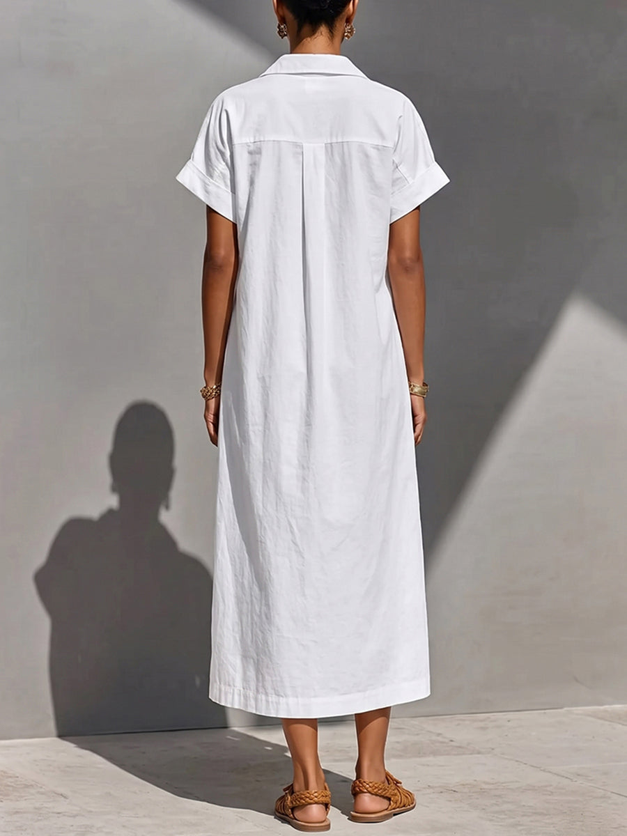 Zipper Solid Color Pockets Sleeveless High Waisted V-neck Maxi Dresses