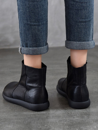 Women Vintage Genuine Leather Soft Ankle Boots