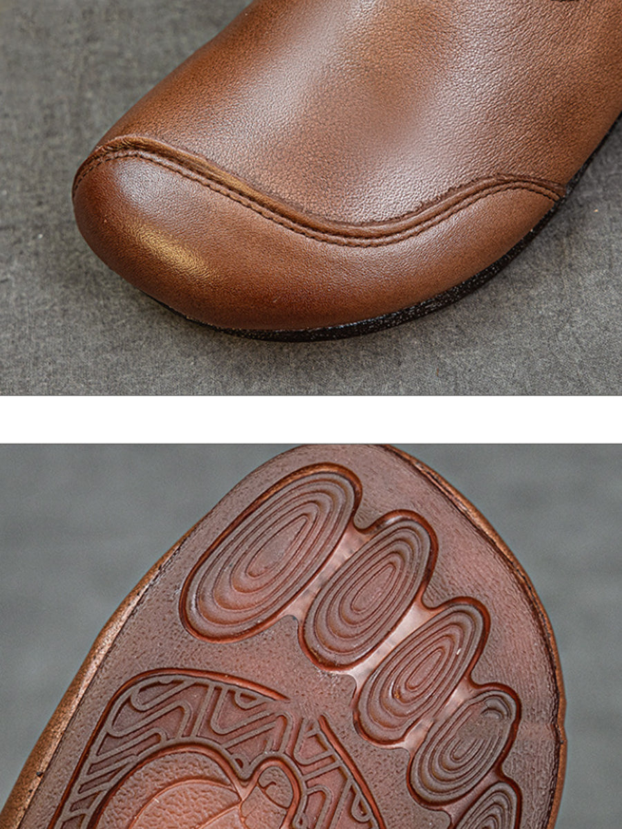 Women Autumn Vintage Genuine Leather Flat Shoes