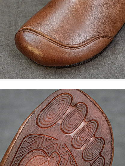 Women Autumn Vintage Genuine Leather Flat Shoes