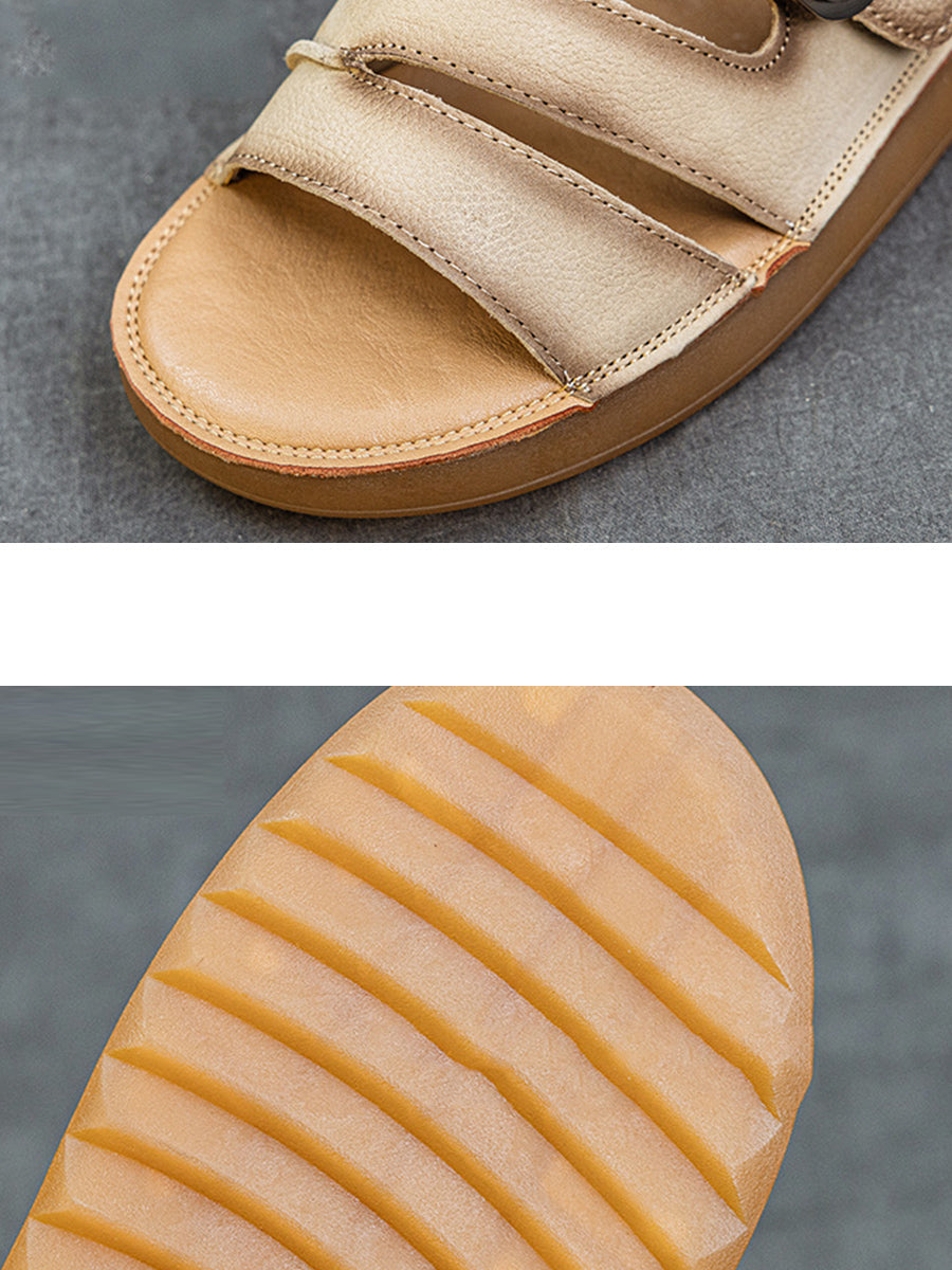 Women Summer Casual Leather Flat Slippers