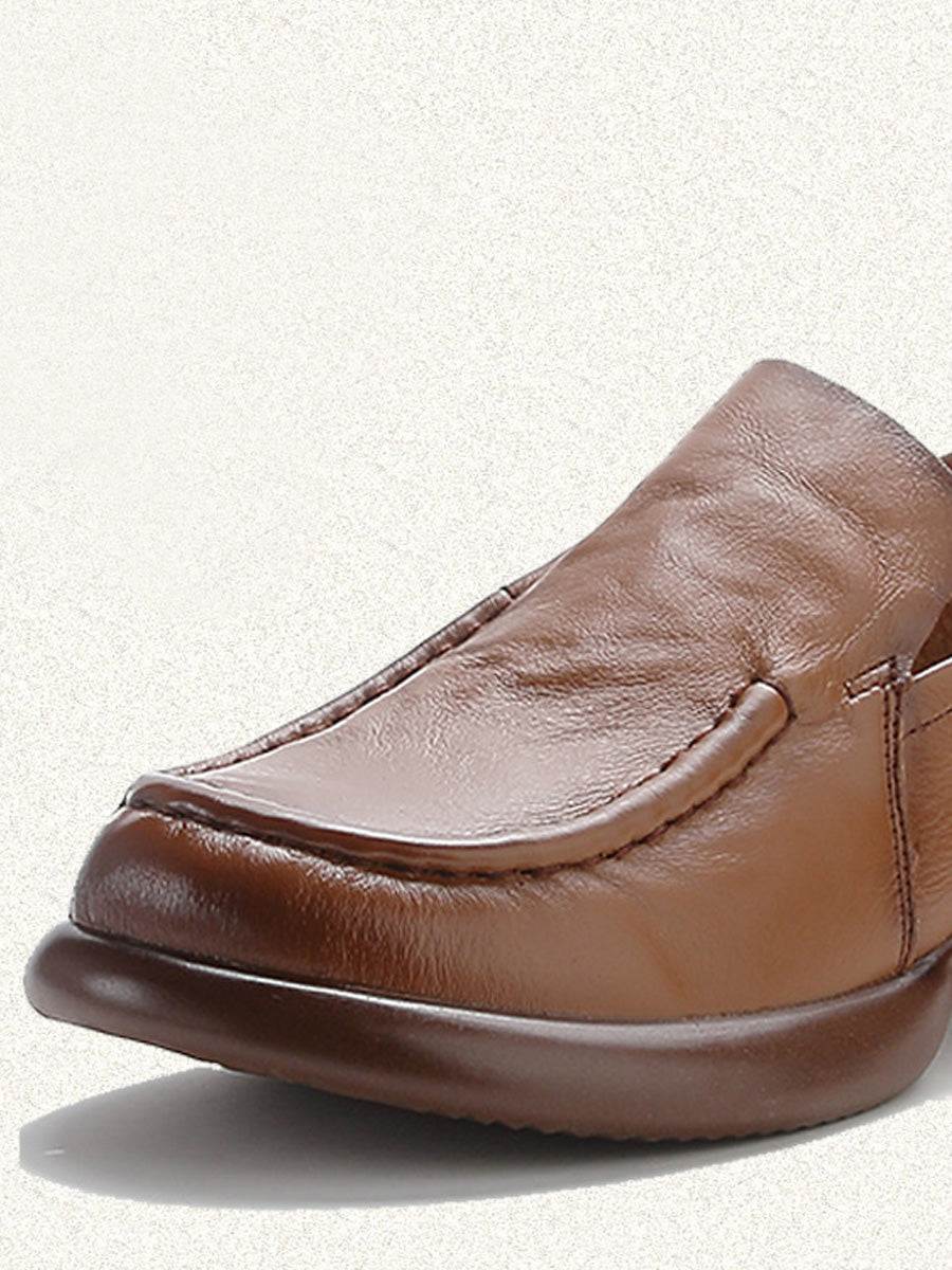 Women Autumn Elegant Genuine Leather Mid Heel Shoes