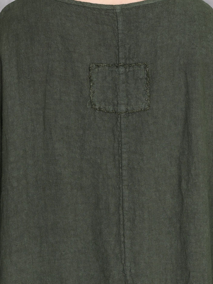 Women Autumn Vintage Spliced O-Neck Linen Maxi Dress