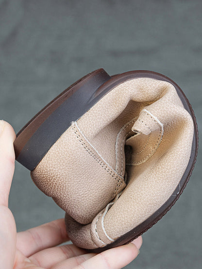 Women Summer Retro Genuine Leather Spliced Shoes