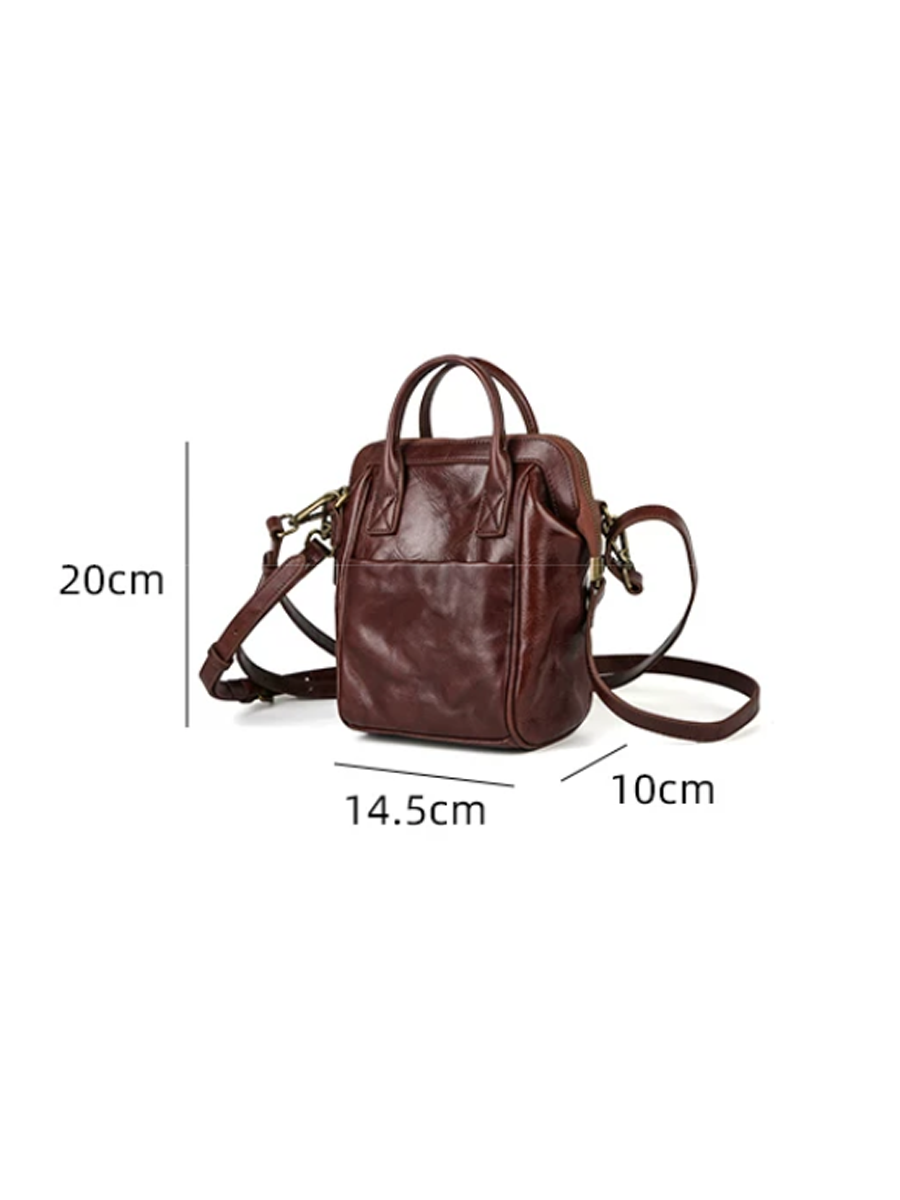 Crinkled Leather Handbag Travel Backpack