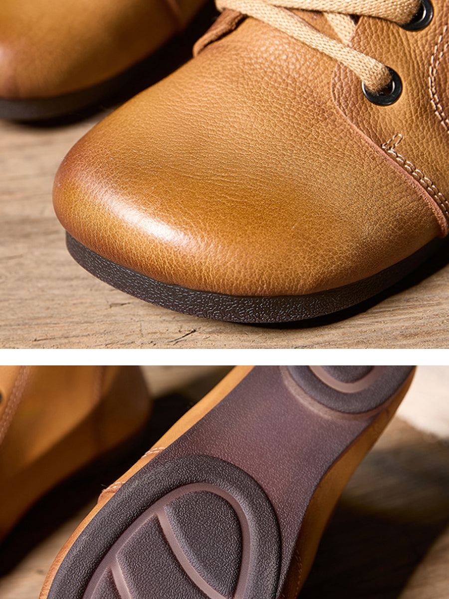 Women Genuine Leather Spliced Soft Ankle Boots