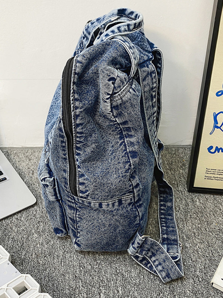 Women Vintage Washed Denim Backpack