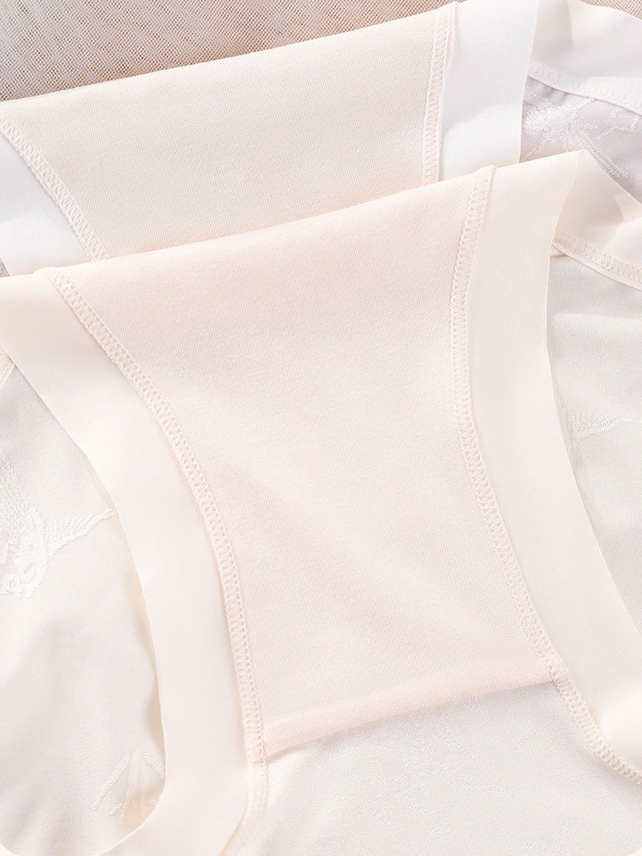 4 Pieces Women Colorblock Jacquard High Waist Underwear